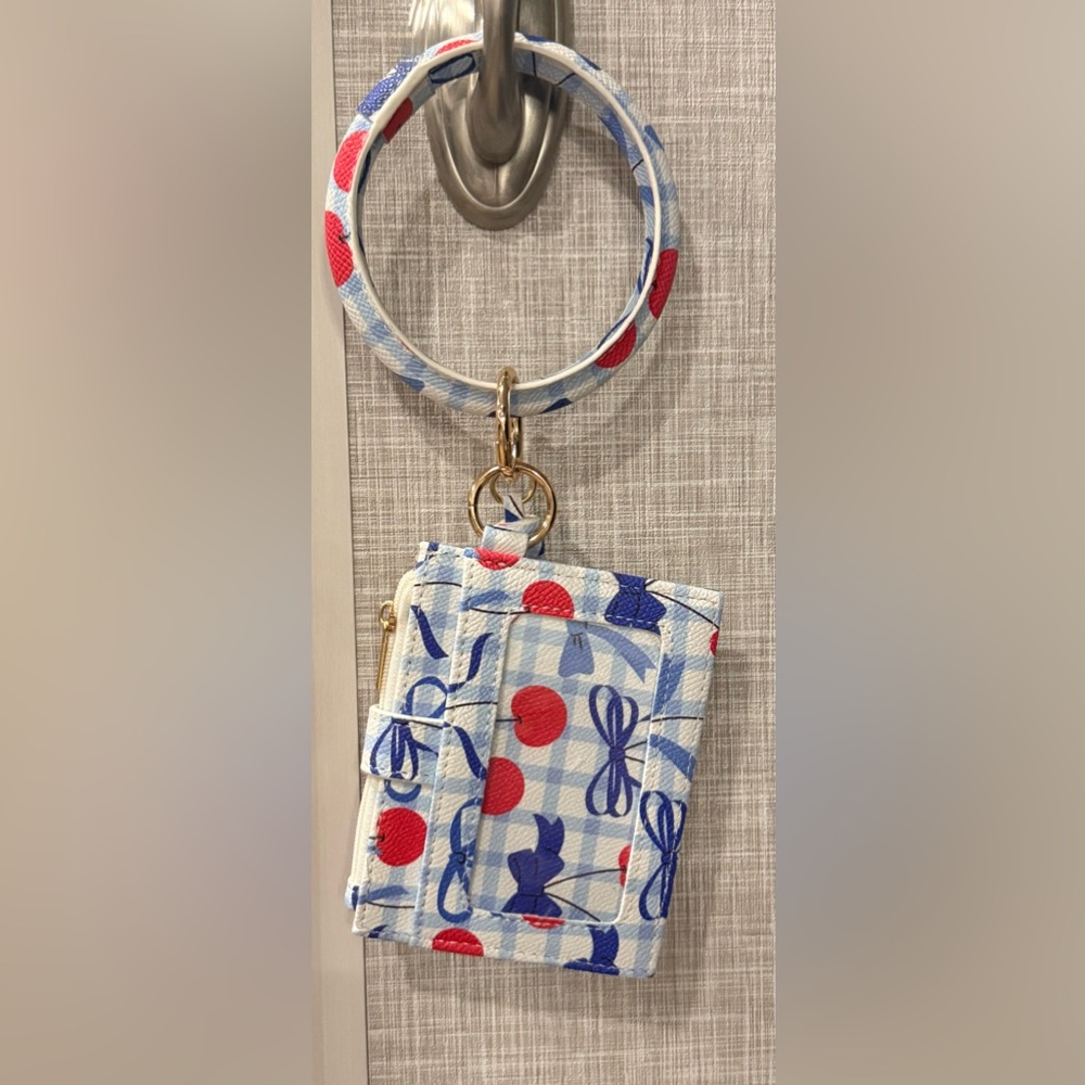Blue and Cherry Wristlet Wallet Set
